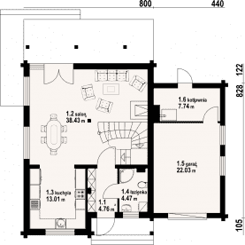 Rzut projektu gładyszów 30dw - Parter