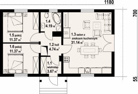 Rzut projektu miłków średni dws - Parter