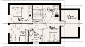 Rzut projektu osiek 33 dws - Poddasze