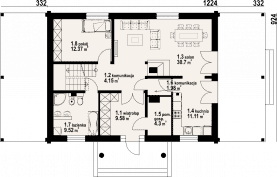 Rzut projektu chmielniki małe dw 22 - Parter