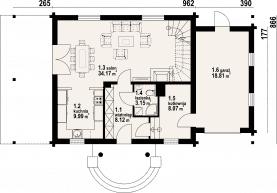 Rzut projektu cisna 3g dw - Parter