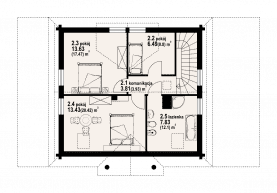 Rzut projektu cisna 3g dw - Poddasze
