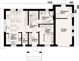 Rzut projektu działoszyce 5 - Parter