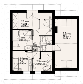 Rzut projektu gronowo xy bliźniak - Poddasze