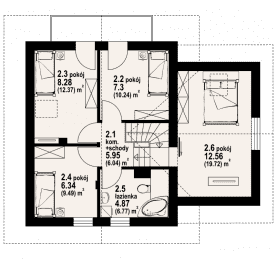 Rzut projektu gładyszów mały m - Poddasze