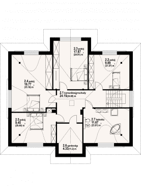 Rzut projektu chmielowice m - Poddasze