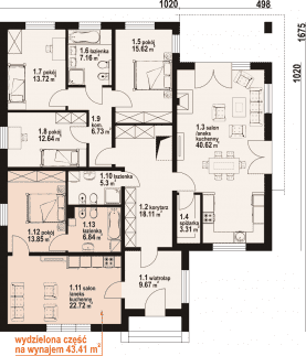Rzut projektu ardenowo+wynajem - Parter