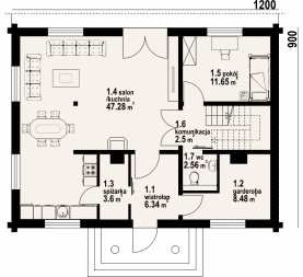Rzut projektu chmielniki małe dw 19 - Parter