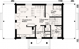 Rzut projektu chmielniki małe dw 11 rx - Parter