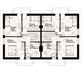 Rzut projektu gładyszówka ab - Poddasze
