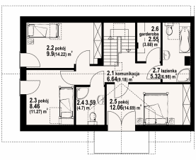 Rzut projektu miłkowice bliźniak - Poddasze