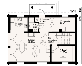 Rzut projektu bukowina 3 dw - Parter