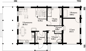 Rzut projektu zawoja duża dw 13 - Parter