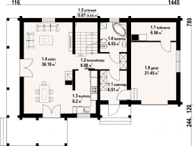 Rzut projektu osiek 86 dw - Parter