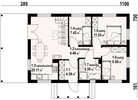 Rzut projektu zawoja dws 37t - Parter