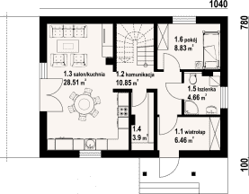 Rzut projektu olesno 3xm - Parter