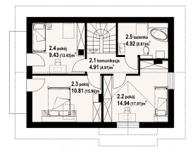 Rzut projektu olesno 3xm - Poddasze