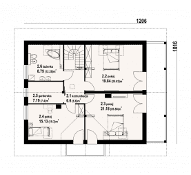 Rzut projektu świdnica 35x dws - Poddasze