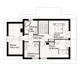 Rzut projektu oleśnica 7 dw - Poddasze