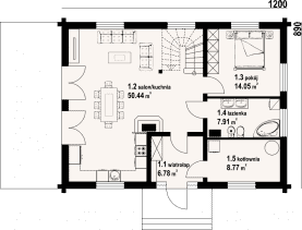 Rzut projektu żarnowiec 5dw - Parter
