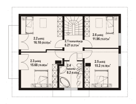 Rzut projektu żarnowiec 5dw - Poddasze
