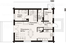 Rzut projektu gryfice 3 dw - Parter