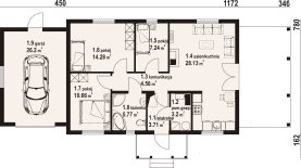 Rzut projektu zawoja 67 dws - Parter