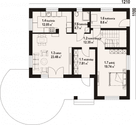 Rzut projektu sławków mały m5 - Parter