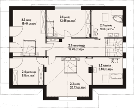 Rzut projektu podsarnie 1mk - Poddasze