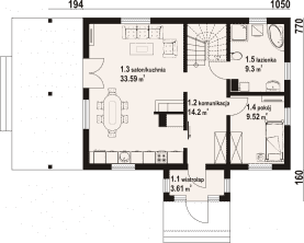 Rzut projektu brzoza dws x - Parter