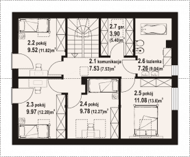 Rzut projektu tomaszów 35 - Poddasze