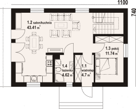 Rzut projektu bronowice 1m - Parter