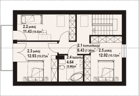 Rzut projektu bronowice 1m - Poddasze