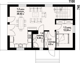Rzut projektu bronowice 1dws - Parter