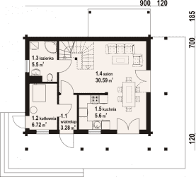 Rzut projektu świdnica mała dw 43 - Parter
