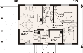 Rzut projektu zawoja 45 dws - Parter