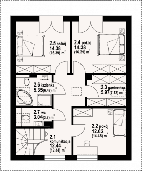 Rzut projektu grochowice 1m - Poddasze