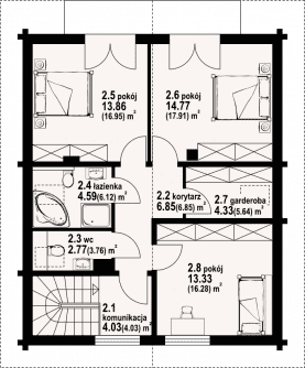 Rzut projektu grochowice 1dw - Poddasze