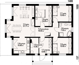 Rzut projektu zamość 1dws - Parter