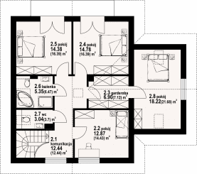 Rzut projektu grochowice 1 mg - Poddasze