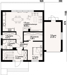 Rzut projektu grochowice 1g dws - Parter