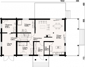 Rzut projektu chmielniki małe 33 dw - Parter
