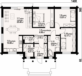 Rzut projektu chmielów dw 11 - Parter