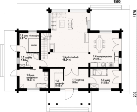 Rzut projektu wisłok 1dw - Parter