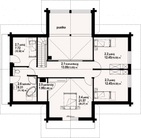 Rzut projektu wisłok 1dw - Poddasze