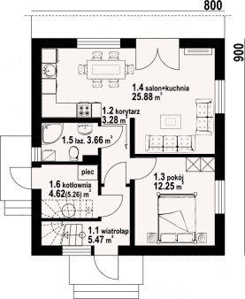 Rzut projektu grochowo nowe 8m - Parter