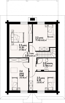 Rzut projektu głogoczów 6 dw - Poddasze