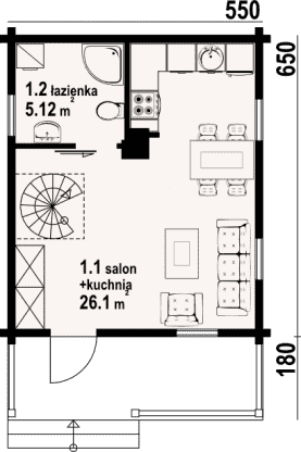 Rzut projektu gajowo 60 dw - Parter