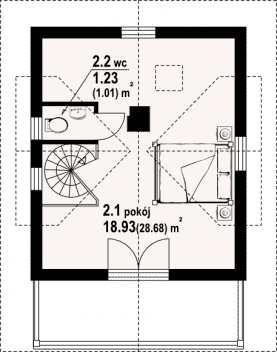 Rzut projektu gajowo 60 dw - Poddasze