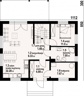 Rzut projektu żarowo 5m - Parter